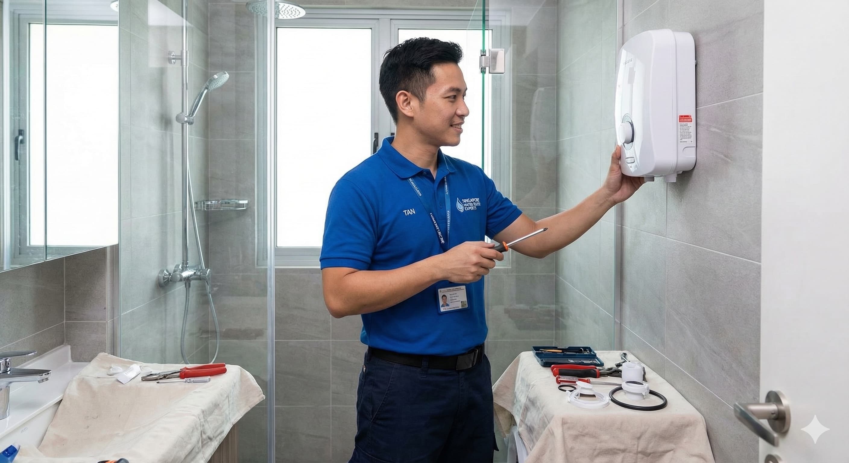 Professional water heater repair technician